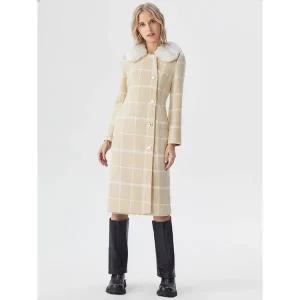 [하프클럽/에고이스트]다크 옐로우 탈부착 폭스퍼 슬림핏 코트 EN4WC061