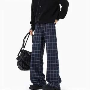 배기팬츠 남성 배기 바지 빈티지 체크 캐주얼 긴 힛템