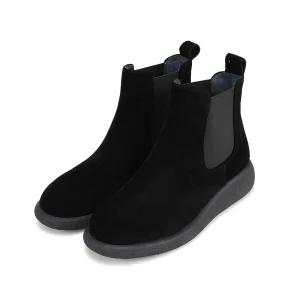 바바라 소가죽 베이직 밴딩 여성 앵클부츠 4cm_AAH863