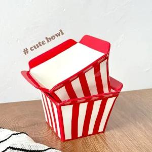 세라믹팝콘그릇 소품 오브제 세라믹 용기 디자인 팝콘