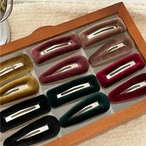 벨벳 헤어삔 헤어핀 집게삔 집게핀 옆머리 앞머리 헤어집게 겨울 포인트 무대 러블리 삼각 사각 똑딱삔