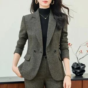 잇츠스타일 [L~5XL] 가을 겨울 세련된 시크 모직 정장 자켓 바지 세트  111838