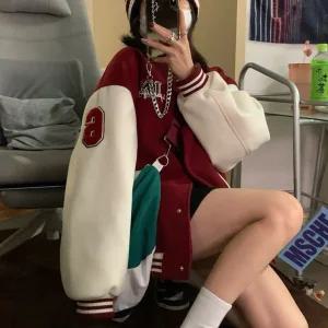 티류으스 여성 야구점퍼 후드티 가을 겨울 플리스 안감 루즈핏 캐주얼 상의 B49