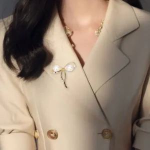 리본 클립 예쁜 옷핀 다이아몬드 브로치 정장 매너핀 (WFK0D07)