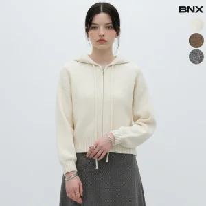 여성 니트 후드 집업 가디건