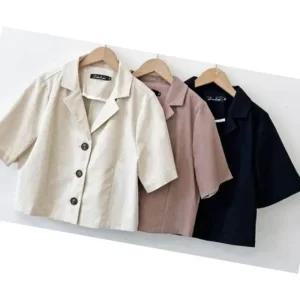 [오노마] ONM 여자 린넨 반팔자켓 베이직 크롭 결혼식하객룩