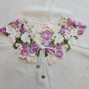 러블리 플라워 자수 케이프 탈부착 가능 숄 레이어드-WEAF1BF