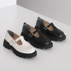 국내제작 티스트랩 오버솔 통굽 미들굽 여성 로퍼-WFCFF6B