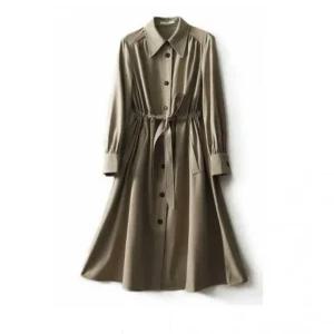 여성 데일리 간절기 셔츠 트렌치 중년 나들이 코트 가을 하객룩 코디 간절기 원피스