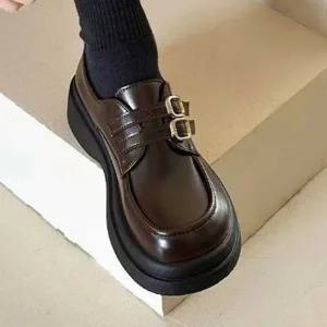 더블 버클 통굽 로퍼 메리제인 키높이 플랫폼 슈즈