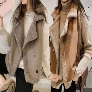 여성 더블 카라 페이크 퍼 무스탕조끼 베스트 쪼끼