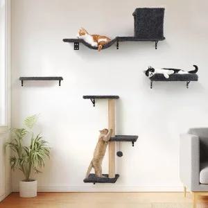 고양이 나무 원목 벽선반 인테리어 안정적인 안전한 다용도 거치대 수납 진열대