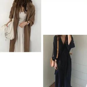 원피스형 셔츠 자켓 롱셔츠 여성 롱 가디건 롱남방 로브