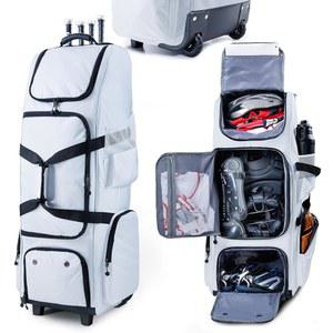 바퀴가 달린 비게가리 롤링 야구 가방, 별도의 신발 수납 공간 및 펜스 후크 - 티볼용 대형 소프트볼 가방 팀 장비 더플백 8-12세 소년, 청소년, 포수 기어백
