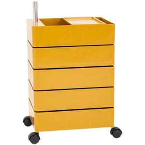 마지스트롤리 360도 회전 5단 쇼핑 블랙 스텐 투명 캐비닛 4층 수납함 오렌지 풀리