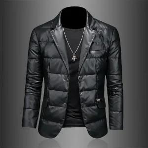 경량 패딩 고급 남성 다운 자켓 재킷 시즌 인기 상품 겨울 코트 90 화이트 덕다운 가죽 슈트 칼라 트렌드