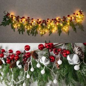 아트박스/플라워트리 크리스마스 가랜드 벽장식 LED 록키목화솔 185cm 소품