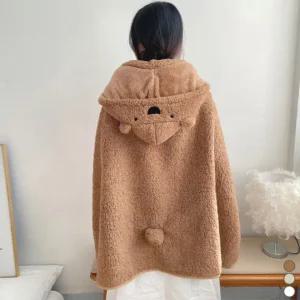 후드 망토 담요 0 5 망토 무릎 대형 이불 담요 극세사 입는