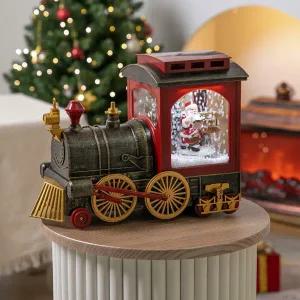 아트박스/플라워트리 크리스마스 기차 오르골 대형장식 눈내리는 전구 24cm