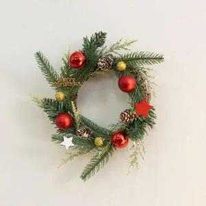 /플라워트리 크리스마스 장식 센터피스 큐티레드 캔들 리스 20cm