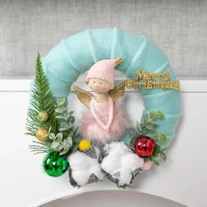 /플라워트리 크리스마스 리스 벽장식 오베론엔젤 양모링 22cm 소품