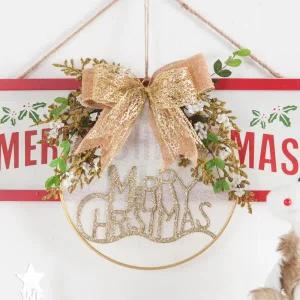 /플라워트리 크리스마스 리스 벽장식 네츄럴 메탈링 28cm 벽걸이