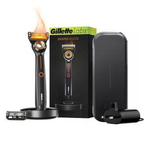 질레트 남성용 온열 면도기, 질레트랩스의 디럭스 여행용 면도 키트, 손잡이 1개, 칼날 리필 2개, 충전 도크, 케이스