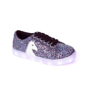 팹 걸스 귀여운 유니콘 라이트 업 슈즈 패션 스파클 글리터 운동화 용 빅 키드