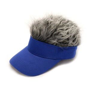 남성용 가짜 머리카락을 가진 바이저 모자 재미있는 스파이크 선햇 참신한 야구 가발 생일 선물...