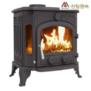 대형 장작 화목 주물난로 25평형 유리투시창 불멍 공장 농가용 땔감 벽난로
