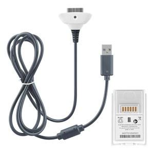 Xbox 360 무선 컨트롤러 색상 흰색을 위한 OSTENT 2 in 1 충전 케이블 + 충전식 배터리