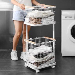 이동식 철제 빨래 바구니 흰색 빨래함 바퀴 녹슬지않는 웨건 철재 세탁소 세탁바구니 화이트