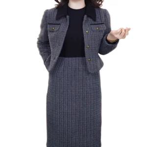 트위드 여성 원피스 세트 가을 겨울 두꺼운 투피스