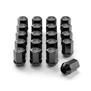 램 1500 랭글러 JL 그랜드 체로키용 14x1.5 휠 러그 너트 20pcs M14x1.5 OEM 팩토리 스타일 대형 도토리 시트 러그 너트 7/8인치 육각 60도 원뿔 시트 블랙 마감 교체 611-330
