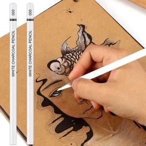 6개입 화이트 스케치 목탄 연필-전문 스케치 하이라이트 화이트 목탄 연필 드로잉 스케치 블렌딩용
