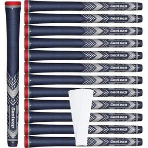Geoleap 골프 그립 세트 13개 소프트 골프 클럽 그립, 리듀스 테이퍼 디자인으로 높은 접지력과 성능을 제공하며, 13개의 그립과 15개의 테이프, 13개의 그립은 모든 수리 키트를 선택할 수 있습니다.