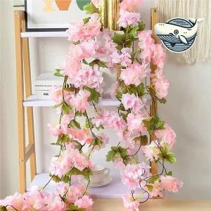 인테리어 핑크 조화 벚꽃 넝쿨 연출용 장식 장미넝쿨조화