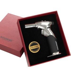 부탄 듀얼 조절 가능한 화염 크기 토치 라이터, 미니 블로우 토치, 크림 브륄레를 위한 연속 잠금 장치가 있는 리필 주방 요리 (부탄 가스는 포함되지 않음)