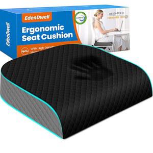에덴드웰 시트 쿠션 좌골신경통 고관절 메모리 의자 패드 사무실 가정 자동차 대형 책상 세탁 가능한 커버 핸들 대형 블랙