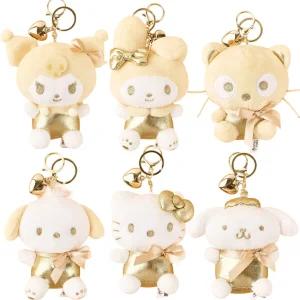 산리오 골드 하트 인형 키링 헬로키티 시나모롤 쿠로미 마이멜로디 포차코 초코캣 한교동 폼폼푸린 골드하트 가방고리 13cm