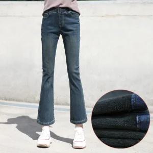 동대문스타일 빈티지 페이드 워싱 스판 세미부츠컷 밴딩 여자 본딩청바지 여성 겨울바지 HK800(기모)