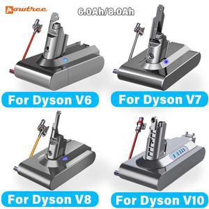 Powtree 6.0Ah8.0Ah 다이슨 호환 V6 V7 V8 V10 시리즈 SV12 DC62 sv10 휴대용 진공 청소기 예비 배터리 용
