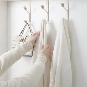 2단 우드볼 방문 옷걸이 가방걸이 도 도어 후크 도어훅 문걸이행거