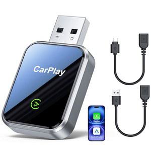 및 Android Auto용 CarPlay 무선 어댑터, 플러그 앤 플레이 미니 사이즈 2 in 1 이지 셋업 핏 안드로이드 iOS 10+, 확장 케이블 USB USB-A/Type-C, 안정적인 제어