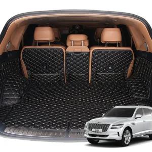 칸KHAN 제네시스 gv80 카본 가죽 트렁크 매트