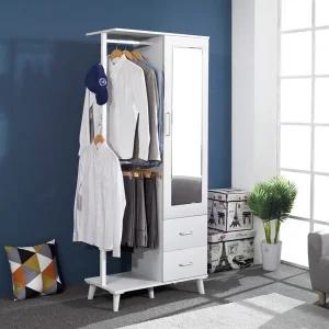 [우아미가구]소리 2단 오픈 서랍 전신거울 행거 다리형