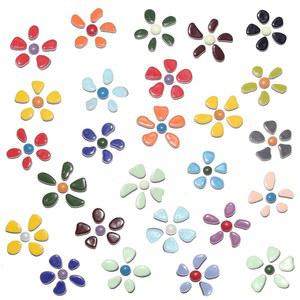 공예용 플라워 세라믹 모자이크 타일 - 1.1파운드 DIY 아트 용품, 프로젝트용 패턴 타일, 정원 장식 및 홈 데코