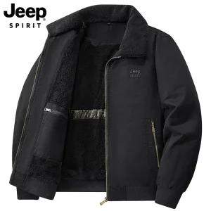 JEEP SPIRIT 남성 벨벳 두꺼운 자켓 겨울 캐주얼 코튼 항공점퍼