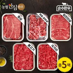 농협안심한우 1++등급 냉장 한우 세트 1kg (등심 + 채끝/갈비살 +업진안살 +불고기 +국거리)