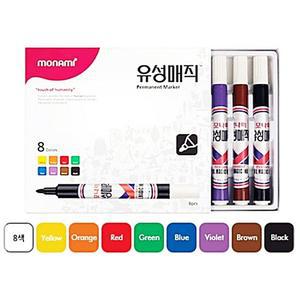 스마일앤홈 모나미 유성매직 8색세트 모나미볼펜 싸인펜